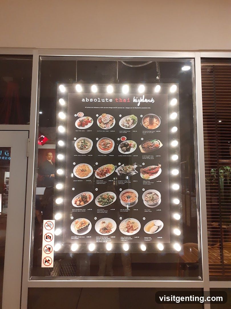 Absolute Thai Highlands Menu Board