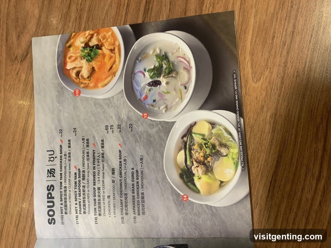 Soups Section of Menu