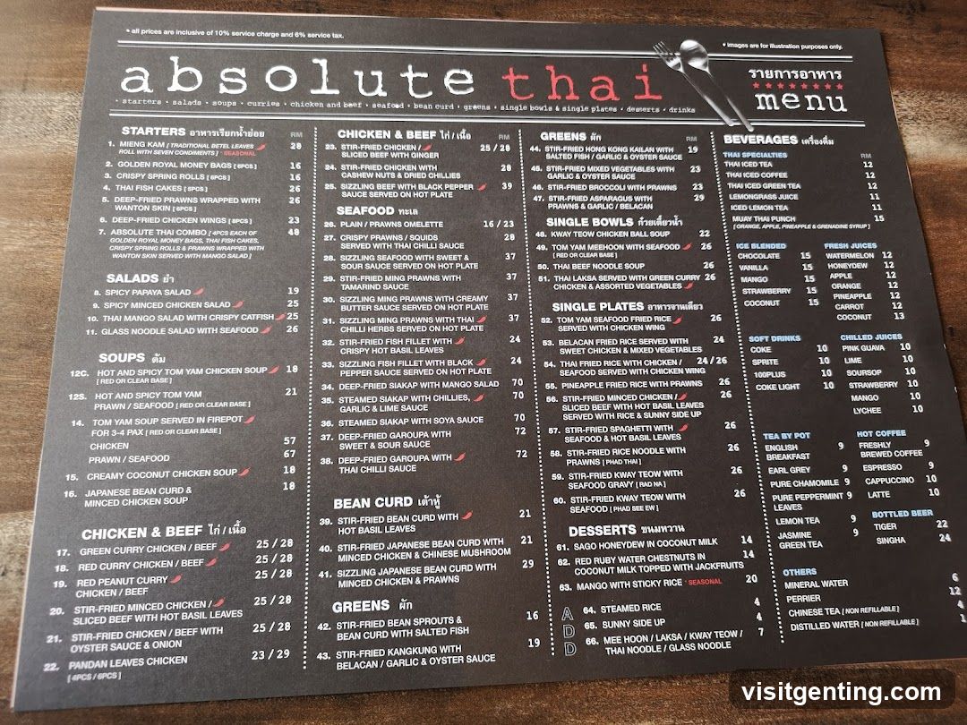 Absolute Thai Menu