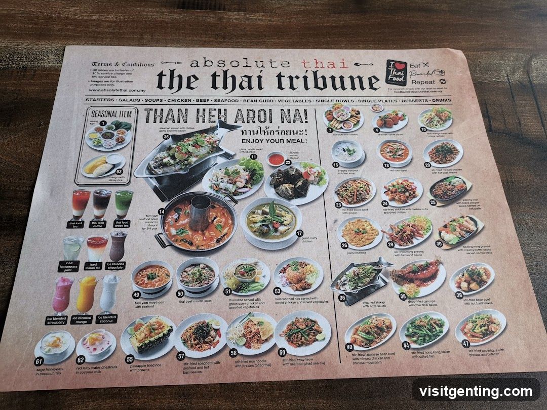 Absolute Thai - The Thai Tribune Menu