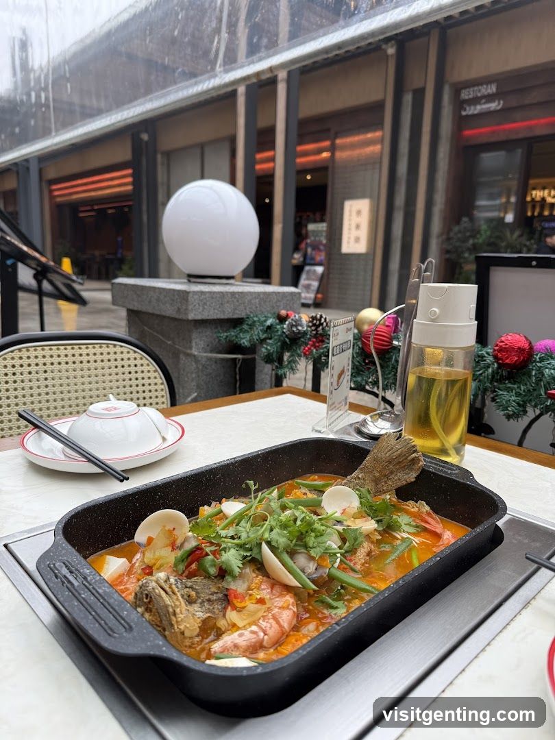 Outdoor Dining Table with Seafood Dish