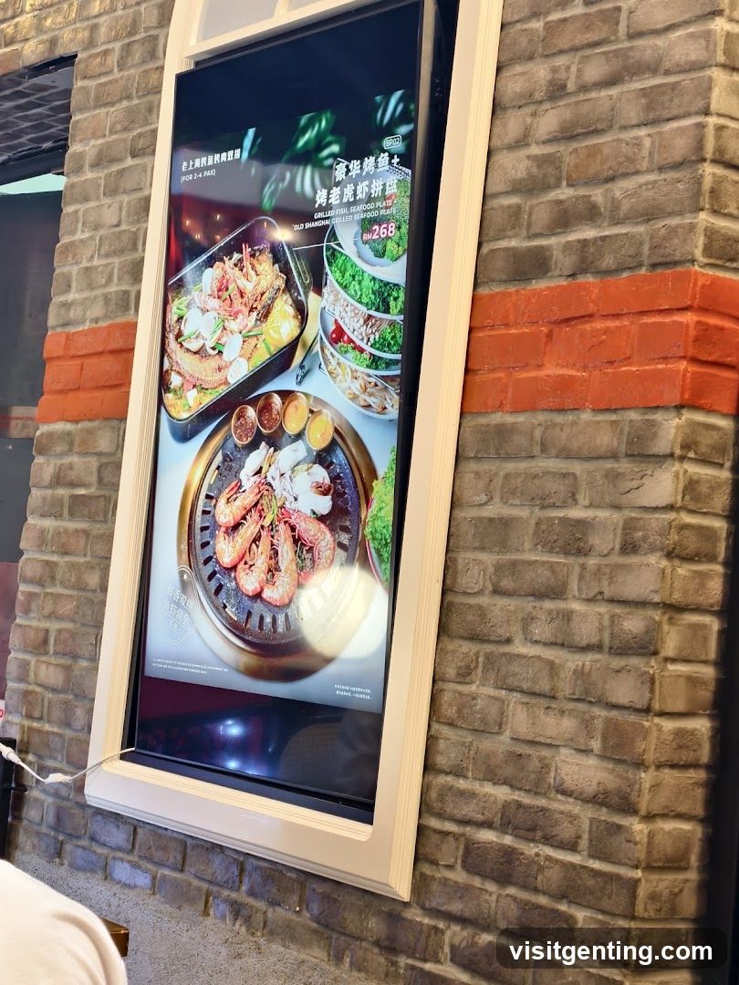 Restaurant Menu Display on Brick Wall