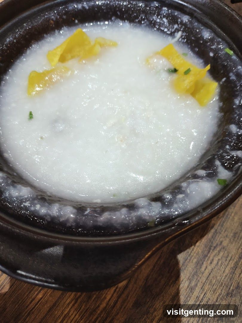 Close-up of a bowl of congee