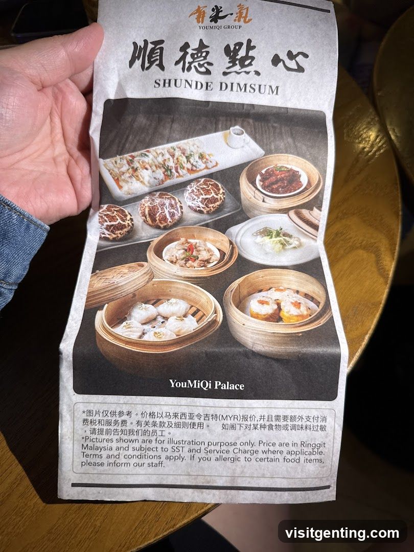 Hand holding dimsum menu