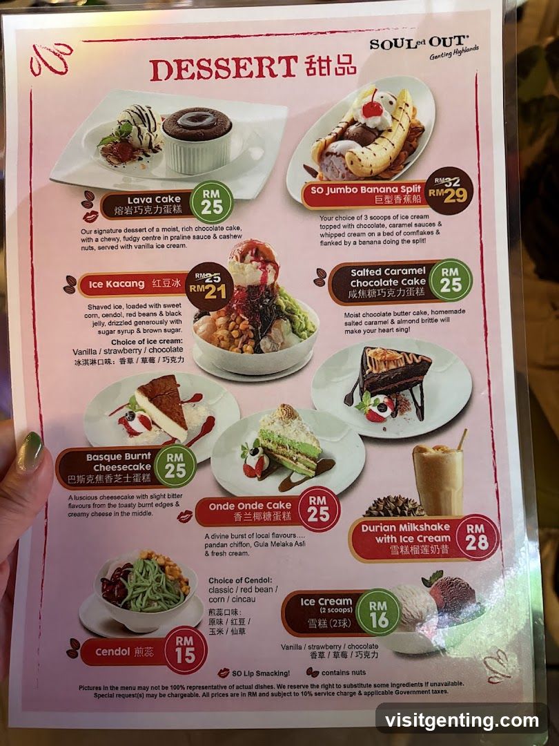 SOUL OUT Dessert Menu