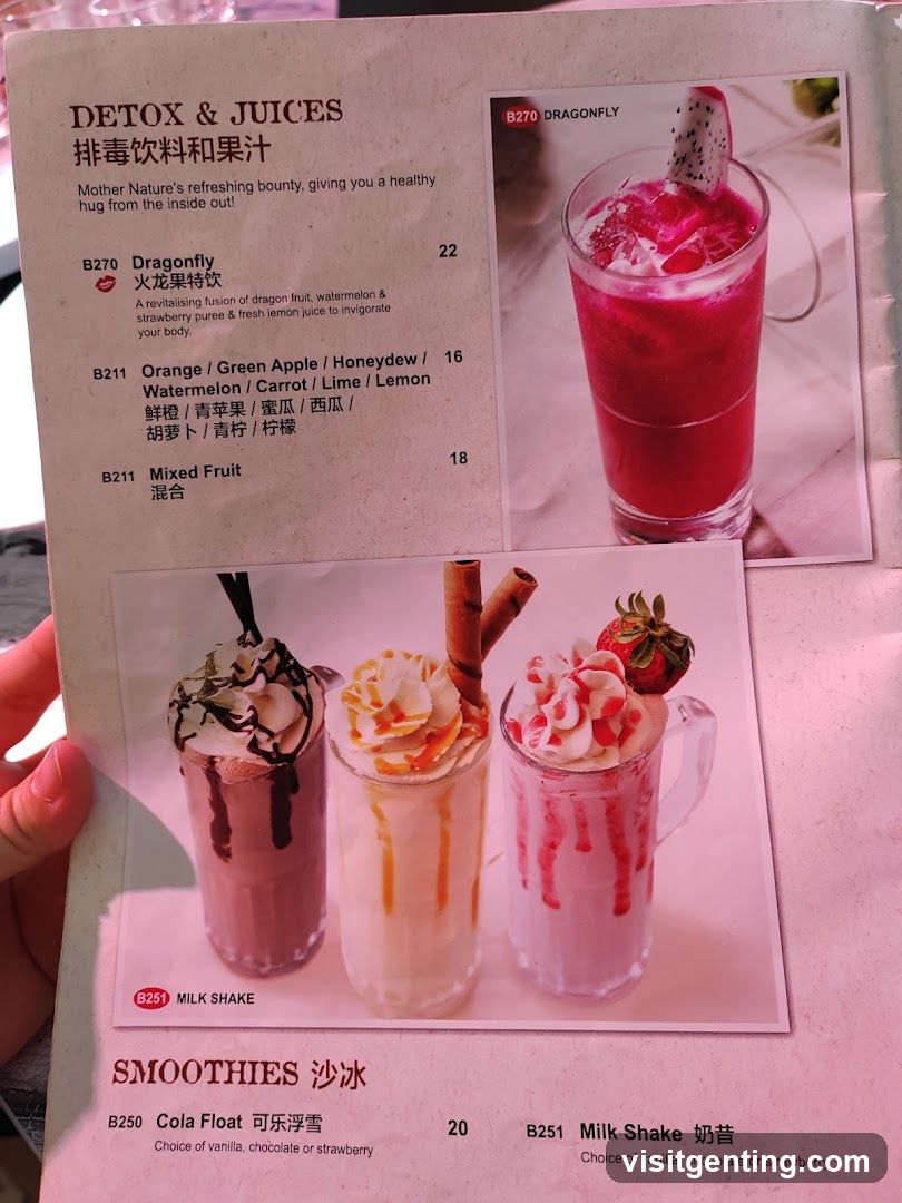 Detox & Juices and Smoothies Menu