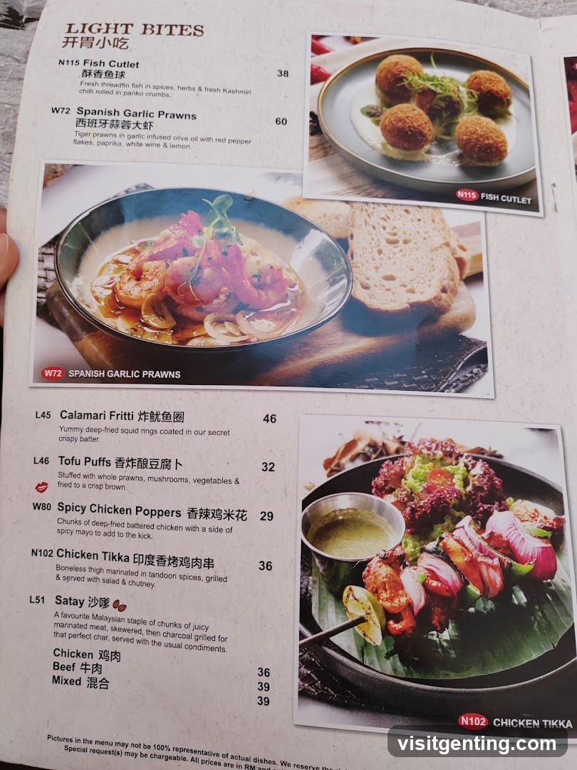 Light Bites Section of Menu