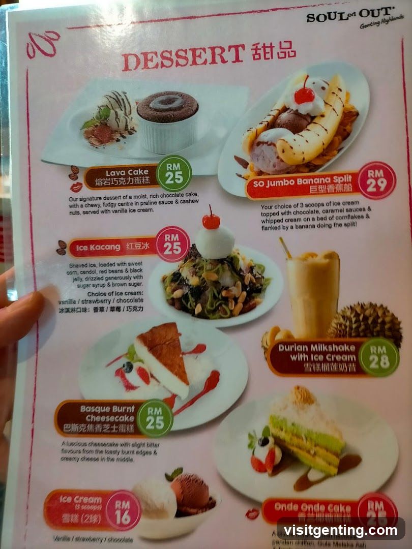 SOULed OUT Dessert Menu
