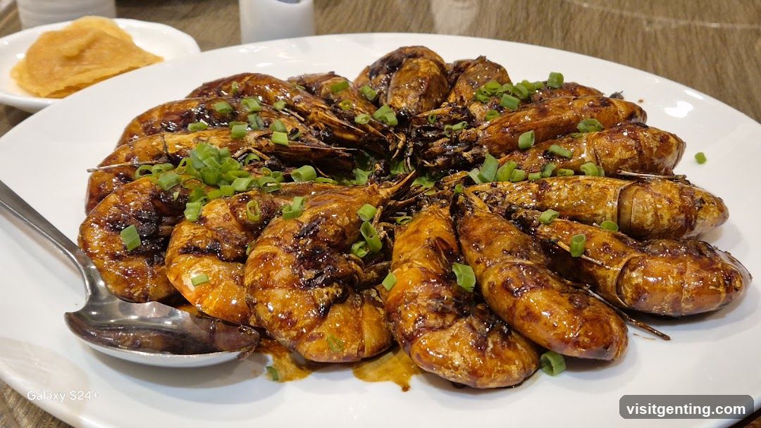 Dish of cooked shrimp
