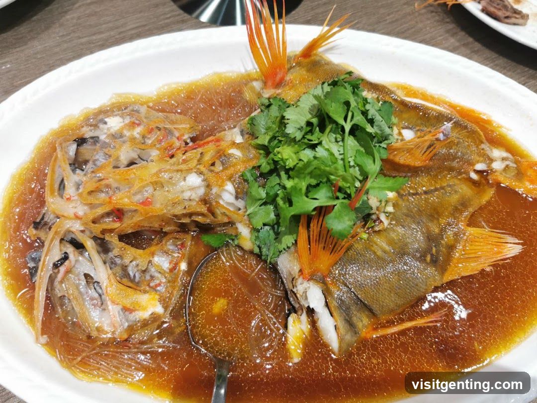 Dish of Fish in Sauce with Garnish