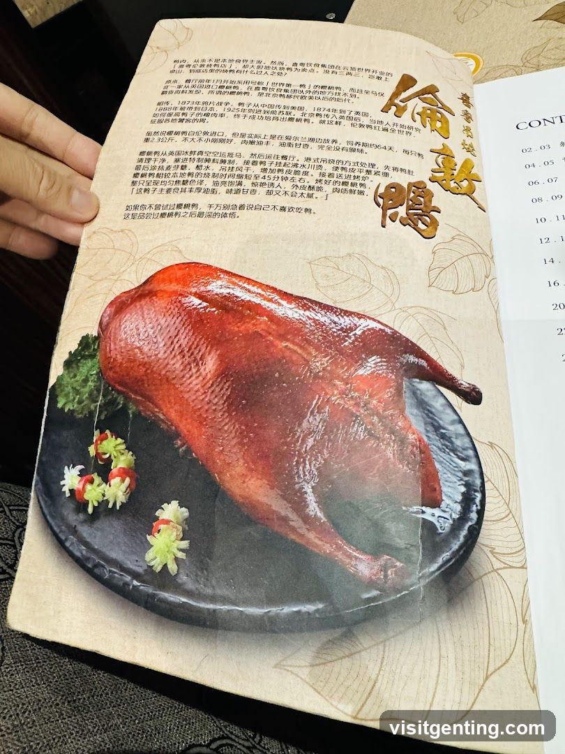 Menu Page with Peking Duck Illustration
