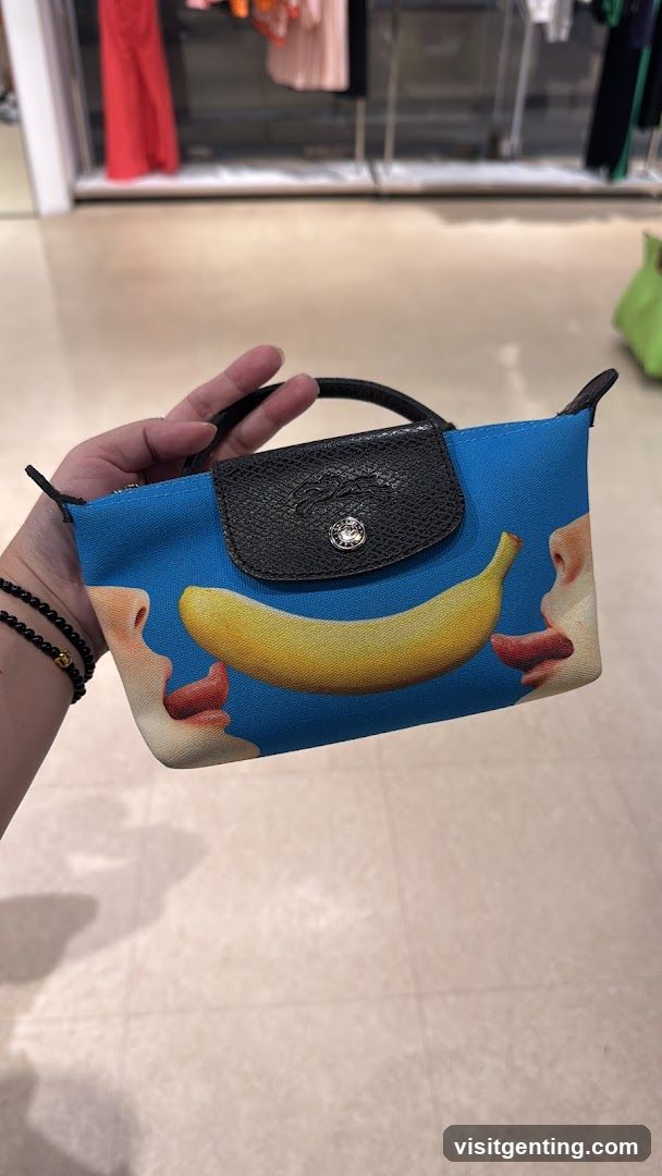 Hand holding a printed bag