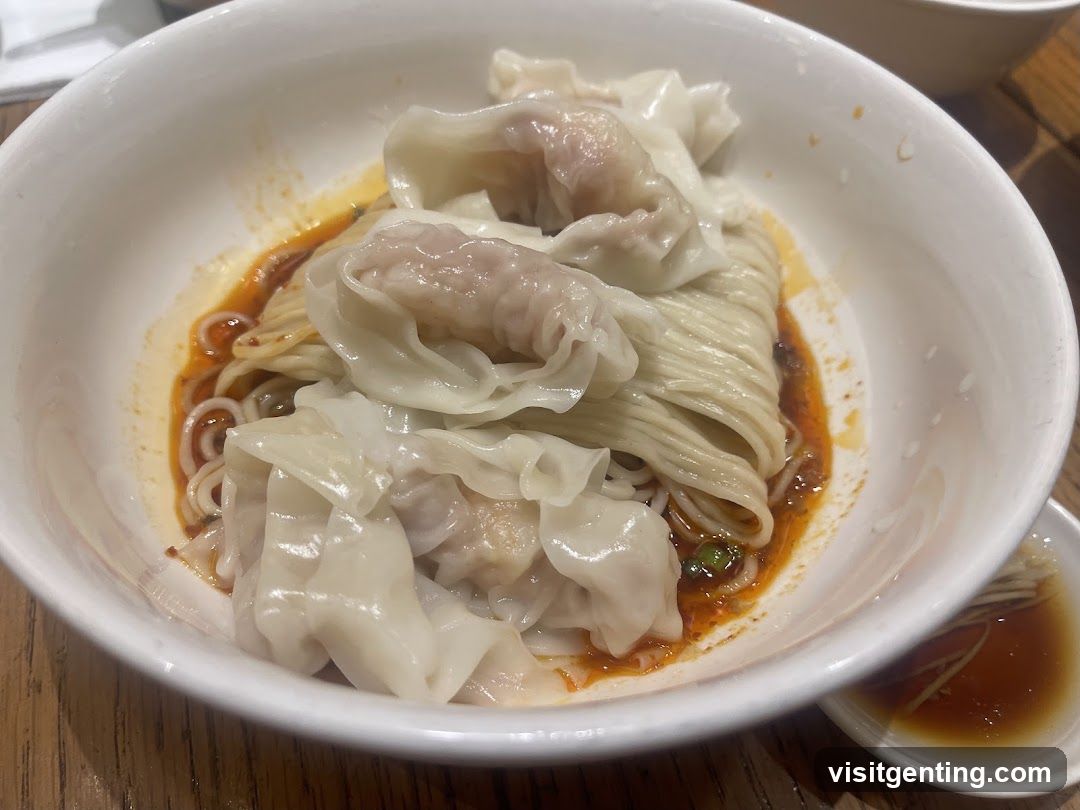 Dumplings with Noodles in Bowl