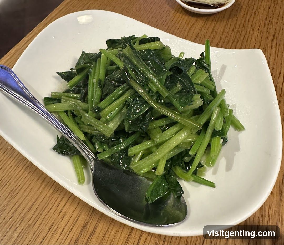 Stir-fried greens on a plate