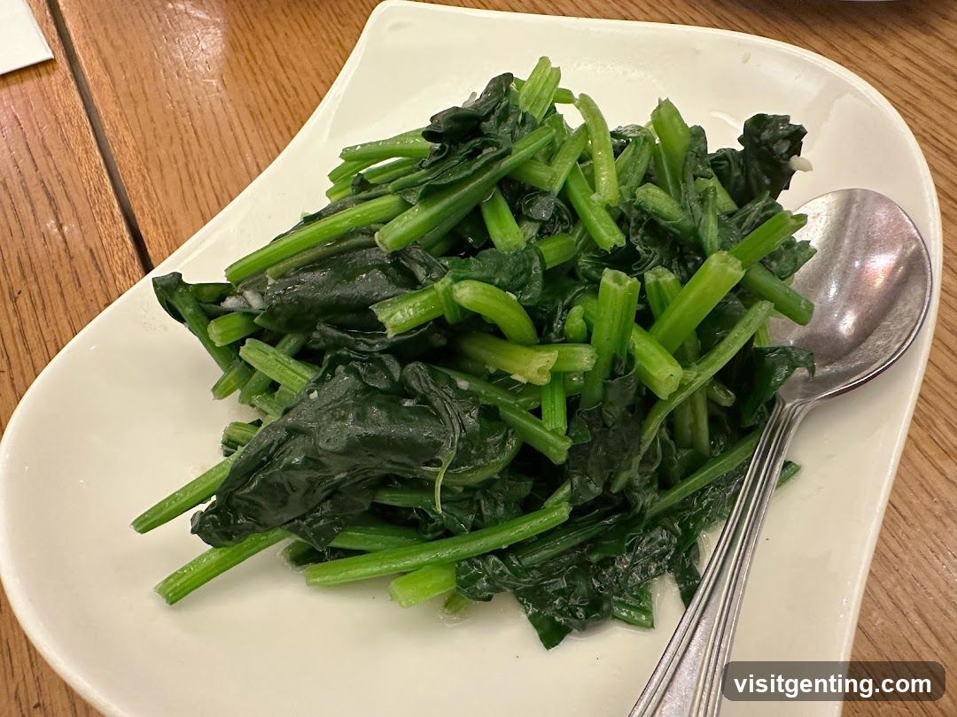 Stir-fried greens on a plate