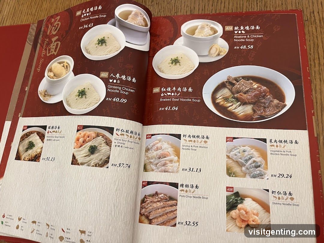 Noodle Soup Menu