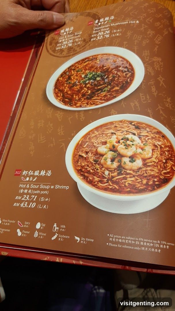 Hot & Sour Soup Menu Page