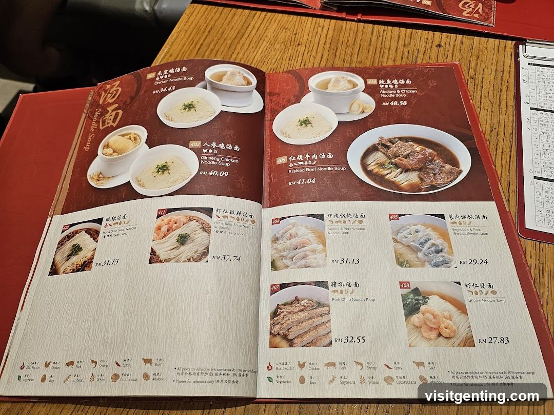 Noodle Soup Menu