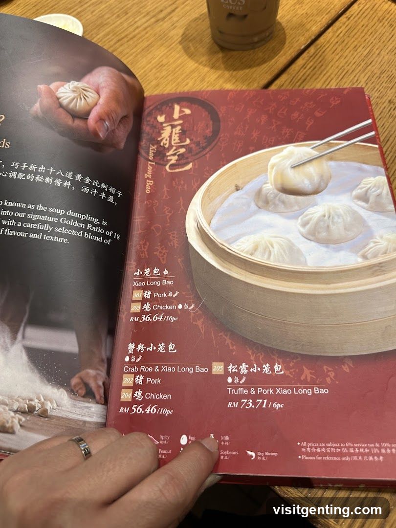 Xiao Long Bao Menu Page