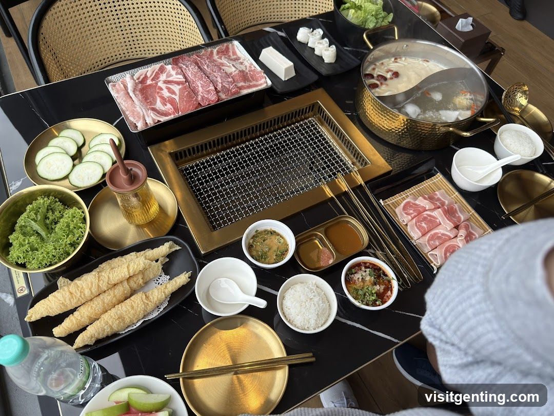 Hot pot and barbecue dining table