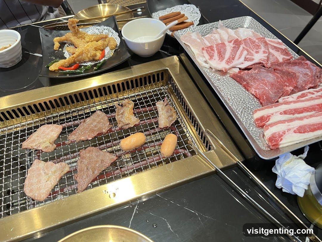 Grilled meat dining setup