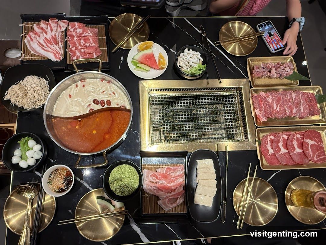 Hot pot and BBQ dining table setup