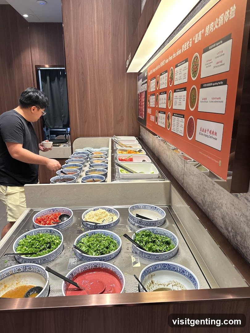 Customer at buffet-style hot pot station