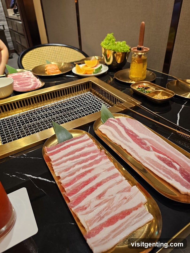Grilled meat dining setup