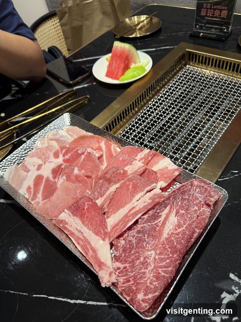 Grilled meat dining setup