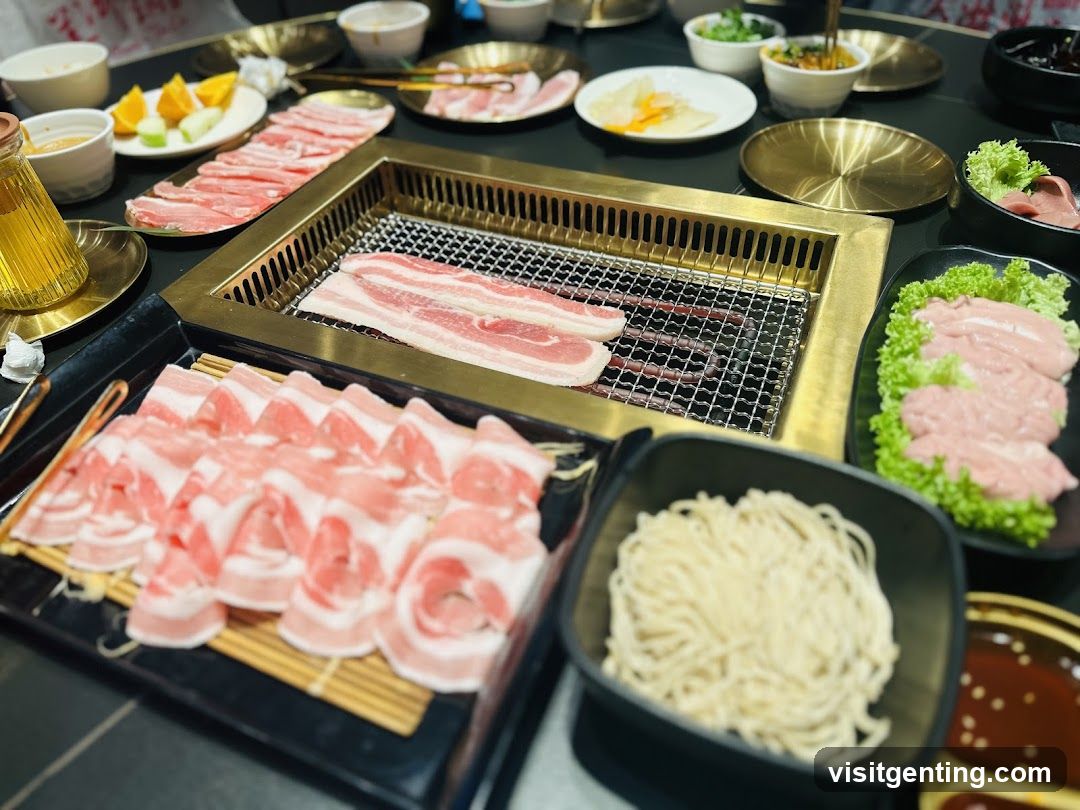 Grilled meat dining setup