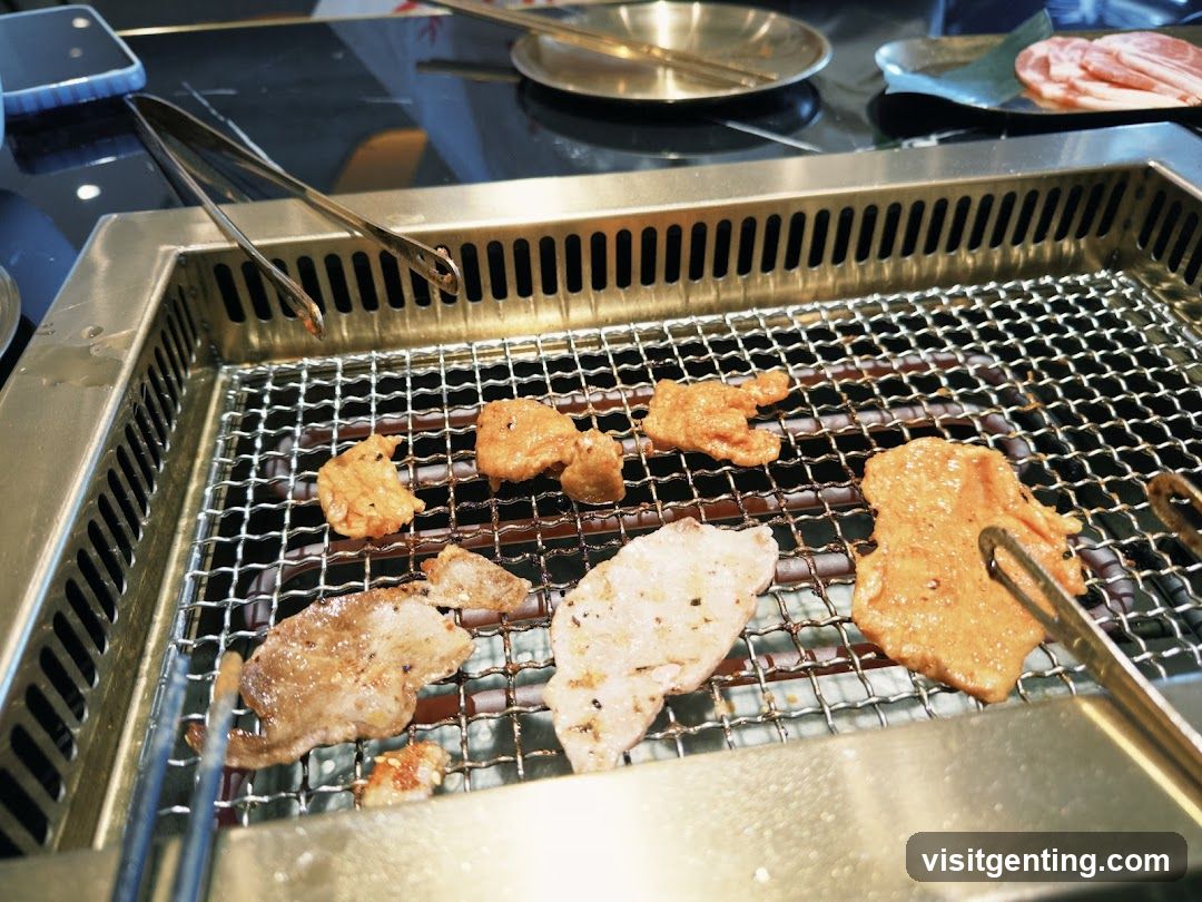 Grilled meat on barbecue grill