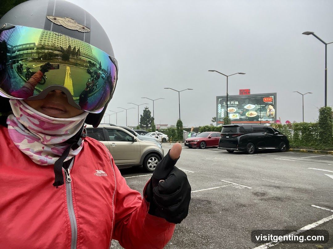 Motorcyclist in parking lot