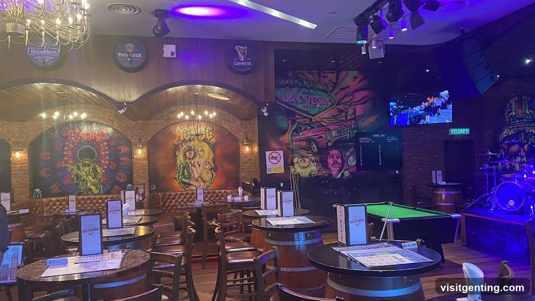 Bar Interior with Decorative Walls and Pool Table
