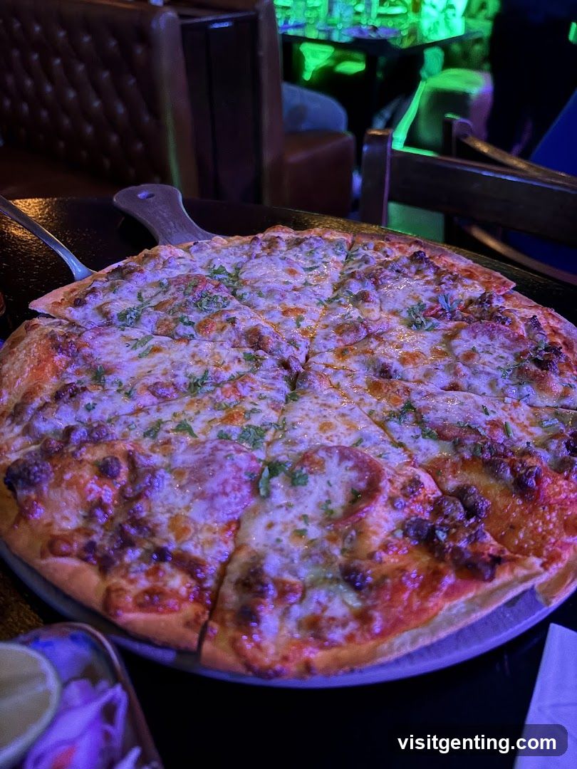 Pizza in restaurant interior