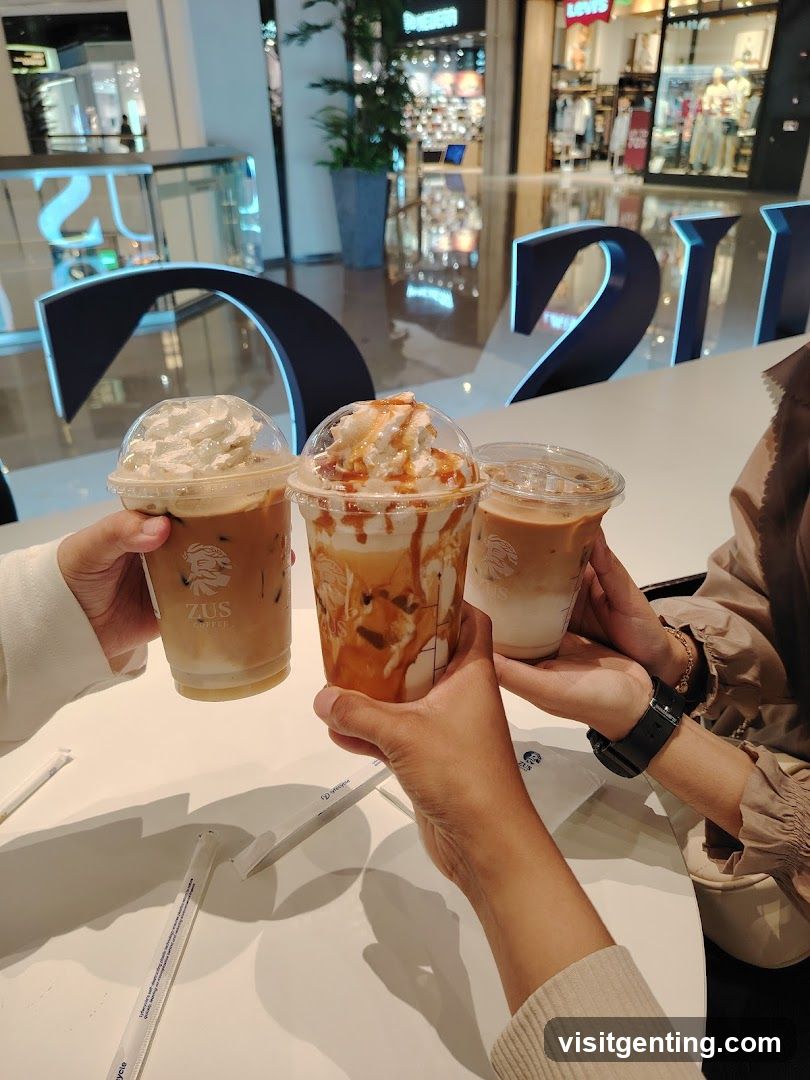 Coffee drinks at a mall cafe