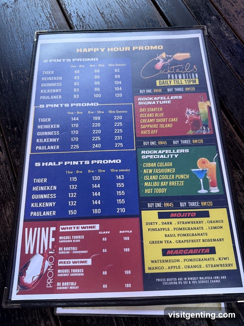 Happy Hour Promo Menu