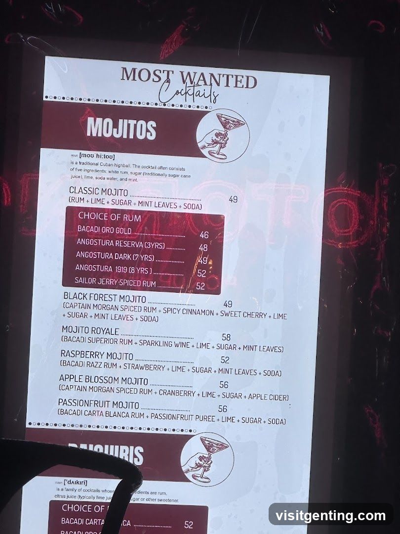 Most Wanted Cocktails Menu