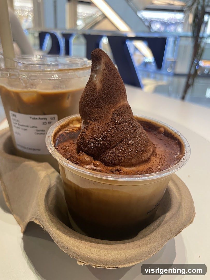 Coffee and dessert in a café