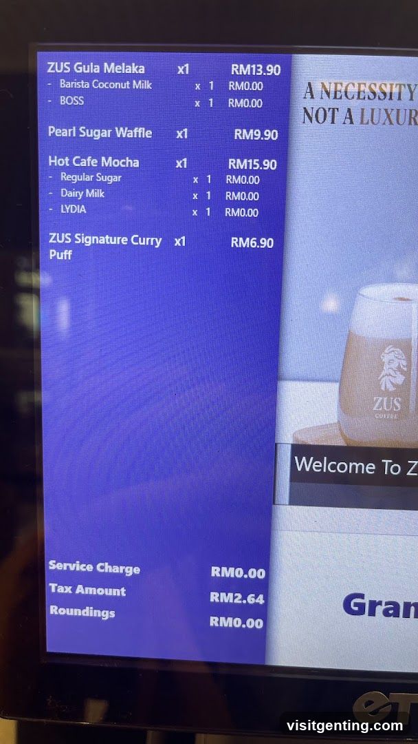 ZUS Coffee Menu Display