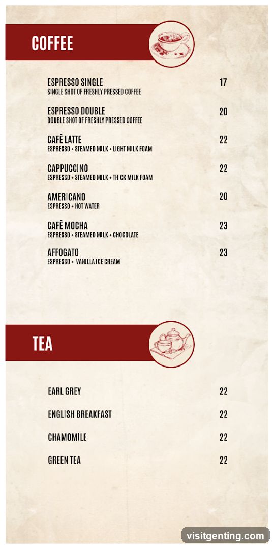 Coffee and Tea Menu