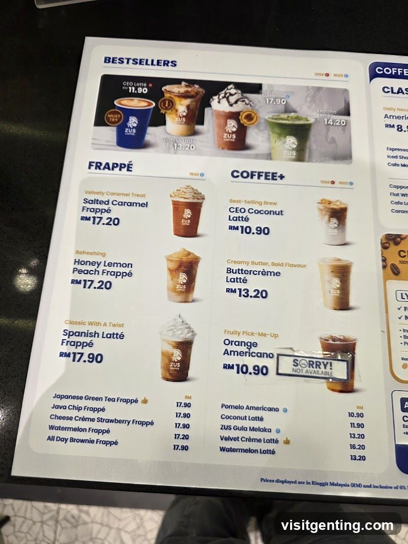 ZUS Coffee Menu