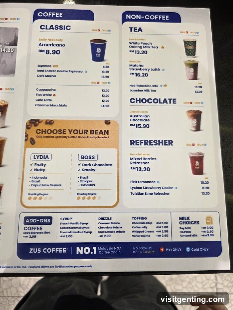 Zus Coffee Menu