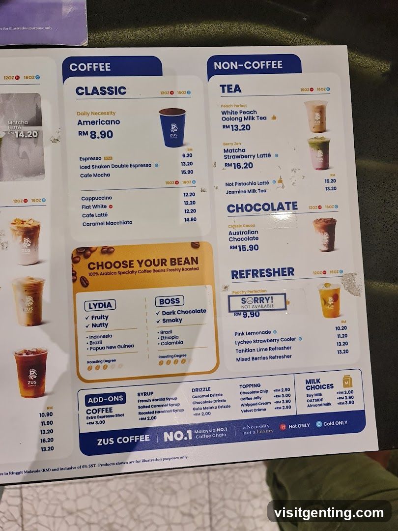 ZUS Coffee Menu