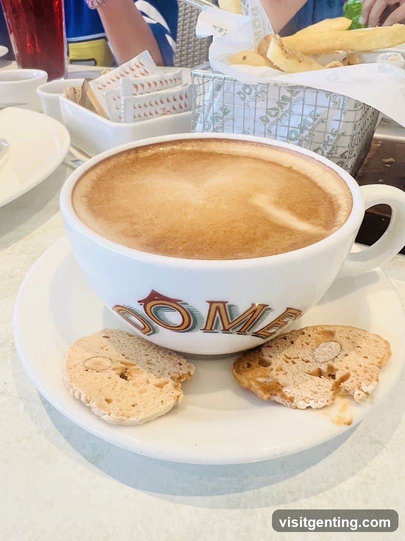 Coffee and biscotti at a café
