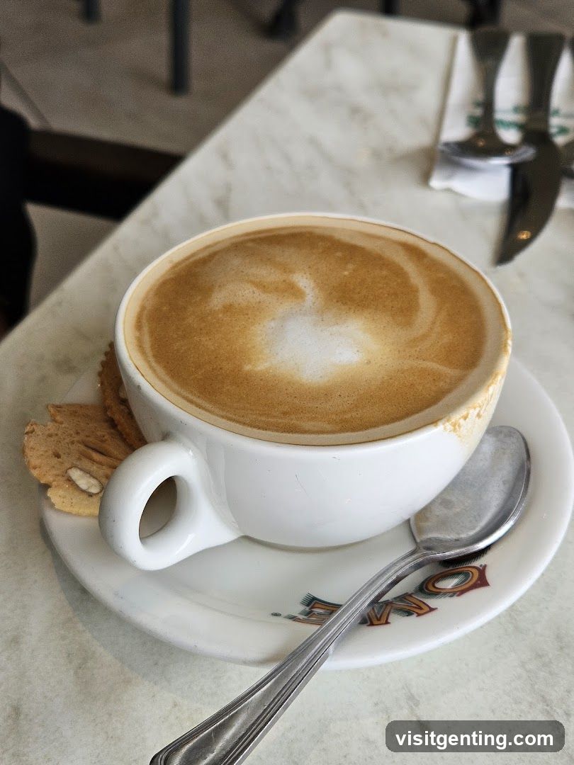 Coffee and biscuit on marble table