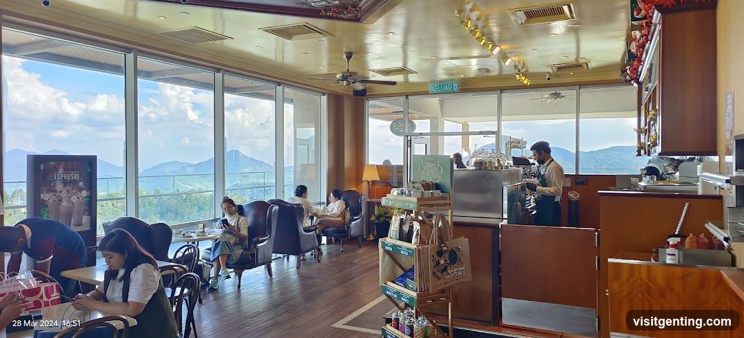 Interior café with mountain view