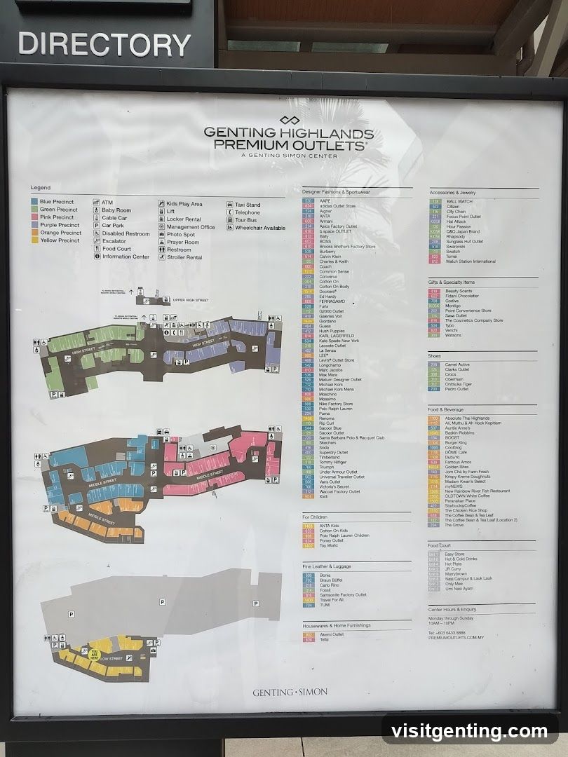 Genting Highlands Premium Outlets Directory