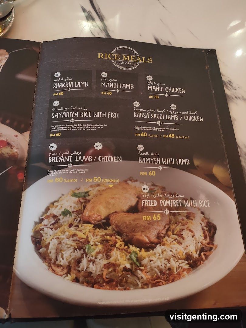 Rice Meals Menu