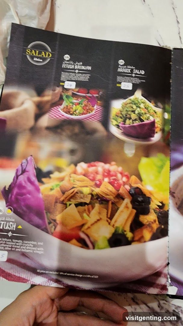 Salad Section of Menu