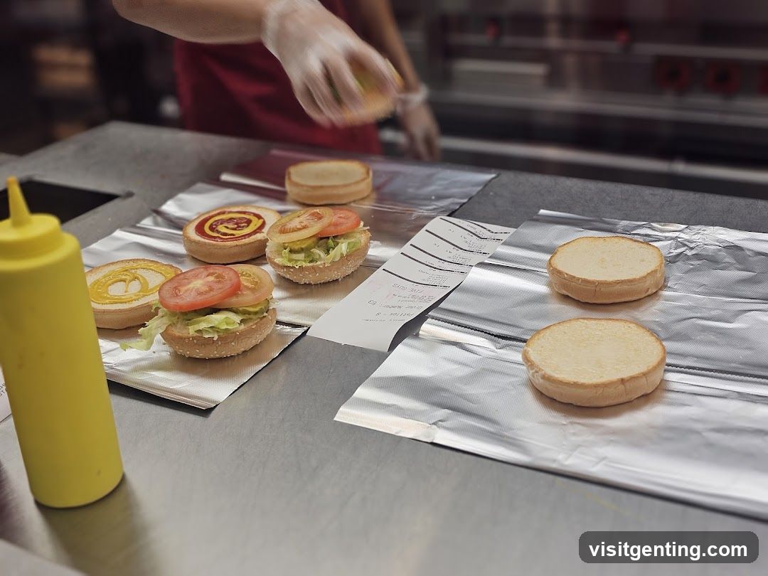 Burger preparation area